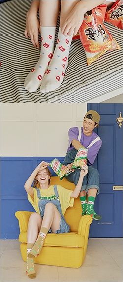 빙그레의 스낵 4종과 바나나시스터즈가 컬래버레이션으로 패션삭스를 15일 출시한다. (사진=빙그레)