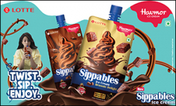 ‘시퍼블스(Sippables)’라는 현지 제품명으로 새롭게 선보인 ‘설레임’. 롯데제과는 현지 소비자 조사를 통해 가장 선호도가 높은 초코맛, 브라우니 초코맛 2종을 제품화했다.(제공=롯데제과)